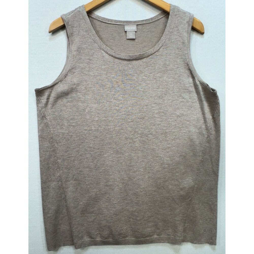 Chico's Womens Easywear Rayon Tank Top Summer Size 2 US L Solid Tan Lightweight